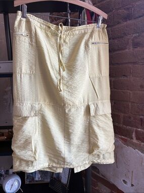 Light Yellow Casual Drawstring Cargo Skirt